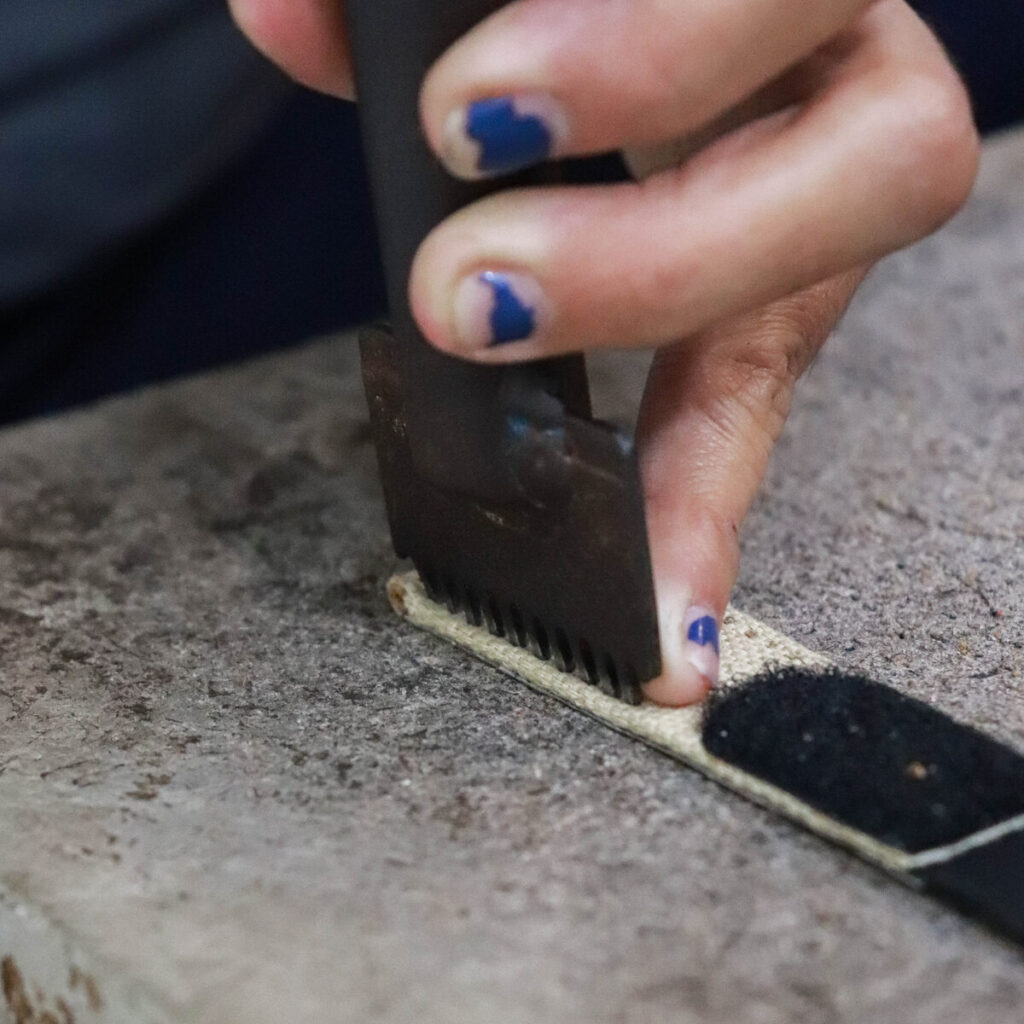 Handcraft watch strap process - Creating Stitching Holes