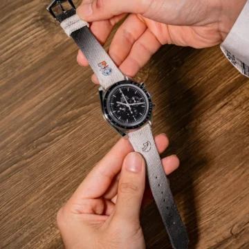 Two Tone White Black Denim Snoopy - Denim Watch Strap