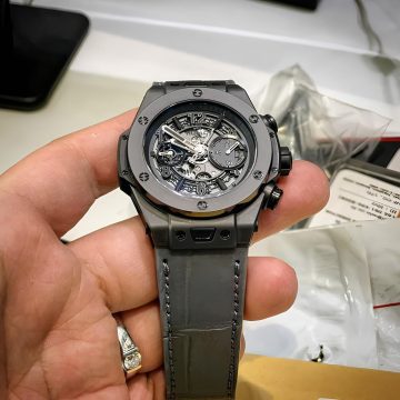 Dark Grey Croco Strap on Hublot Big Bang Unico 45 by Gunny Straps