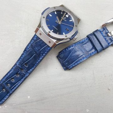 Royal Blue Croco Strap on Hublot Classic Fusion by Gunny Straps