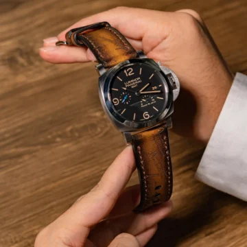 Brown Patina Scritto - Leather Watch Strap