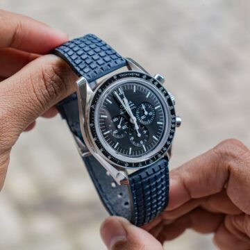 Omega Leather Strap - Chessboard Dark Blue