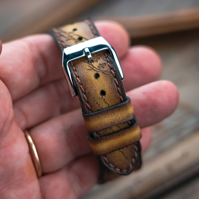 Brown Patina Scritto Leather Strap For Patek Philippe by Gunny Straps