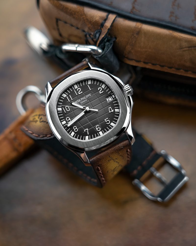 Brown Patina Scritto Leather Strap For Patek Philippe by Gunny Straps