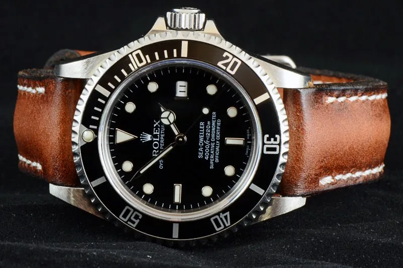 Deep Red Leather Strap For Rolex by Gunny Straps