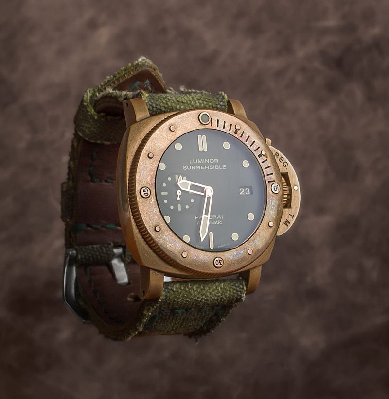 Canvas Verte Strap for Panerai Luminor Submersible Bronzo PAM1074