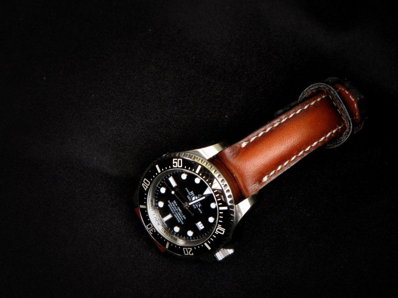 Deep Red Leather Strap For Rolex by Gunny Straps