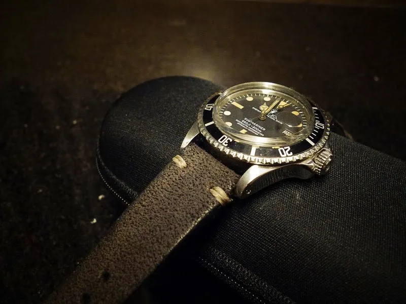 Minimalist Ebony Leather Strap For Rolex Submariner by Gunny Straps