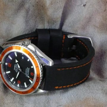 317 Orange Stitch Leather Strap For Omega Seamaster Planet Ocean by Gunny Straps