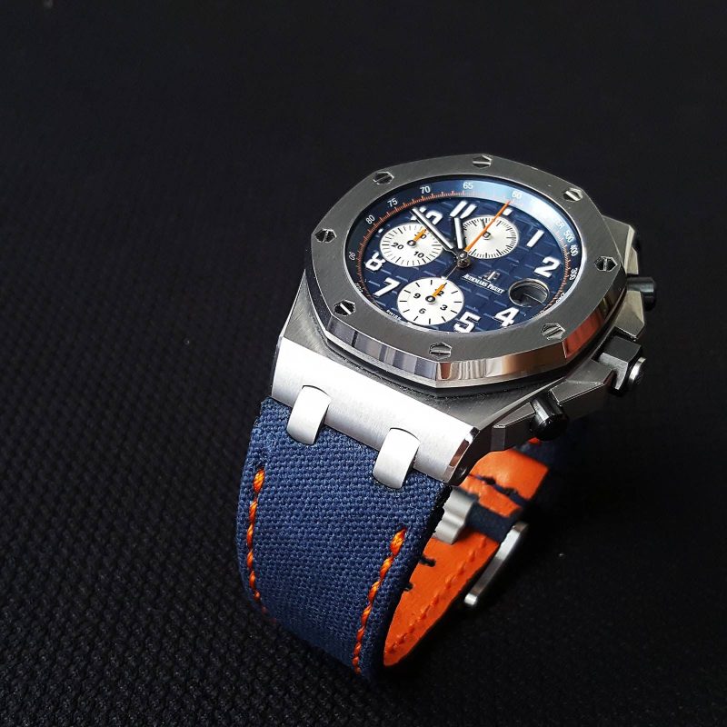 Royal Blue Japanese Canvas Strap for Audemars Piguet Royal Oak Offshore Chronograph by Gunny Straps