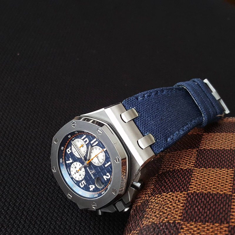 Royal Blue Japanese Canvas Strap for Audemars Piguet Royal Oak Offshore Chronograph by Gunny Straps