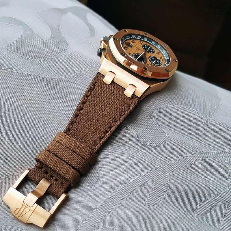 Coffee Brown Japanese Canvas Strap for Audemars Piguet Royal Oak Offshore by Gunny Straps