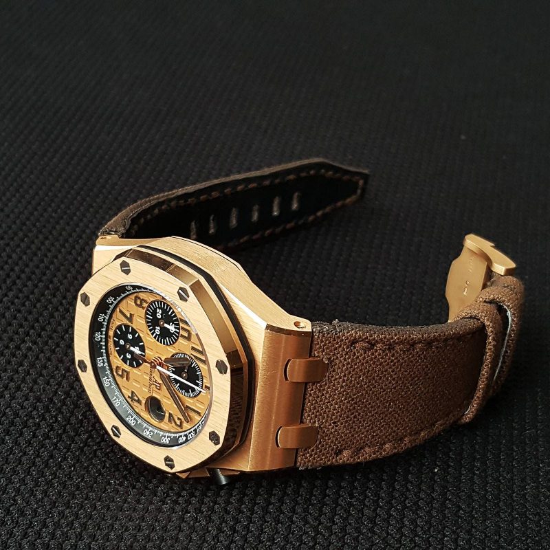 Coffee Brown Japanese Canvas Strap for Audemars Piguet Royal Oak Offshore by Gunny Straps