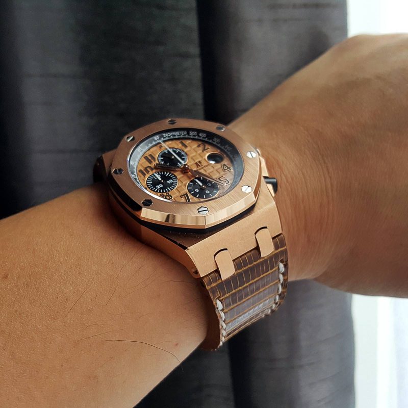 Dark Gold Lizard Strap for Audemars Piguet Royal Oak Offshore Chronograph Rose Gold by Gunny Straps