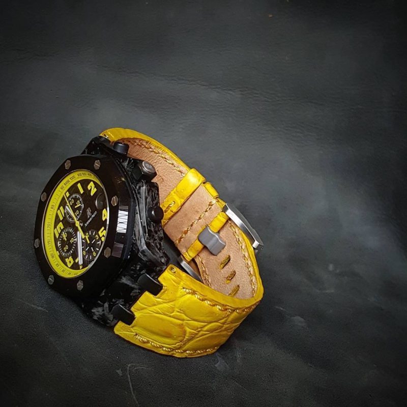 Yellow Croco Leather Strap For Audemars Piguet Royal Oak Offshore Chronograph Bumblebee by Gunny Straps