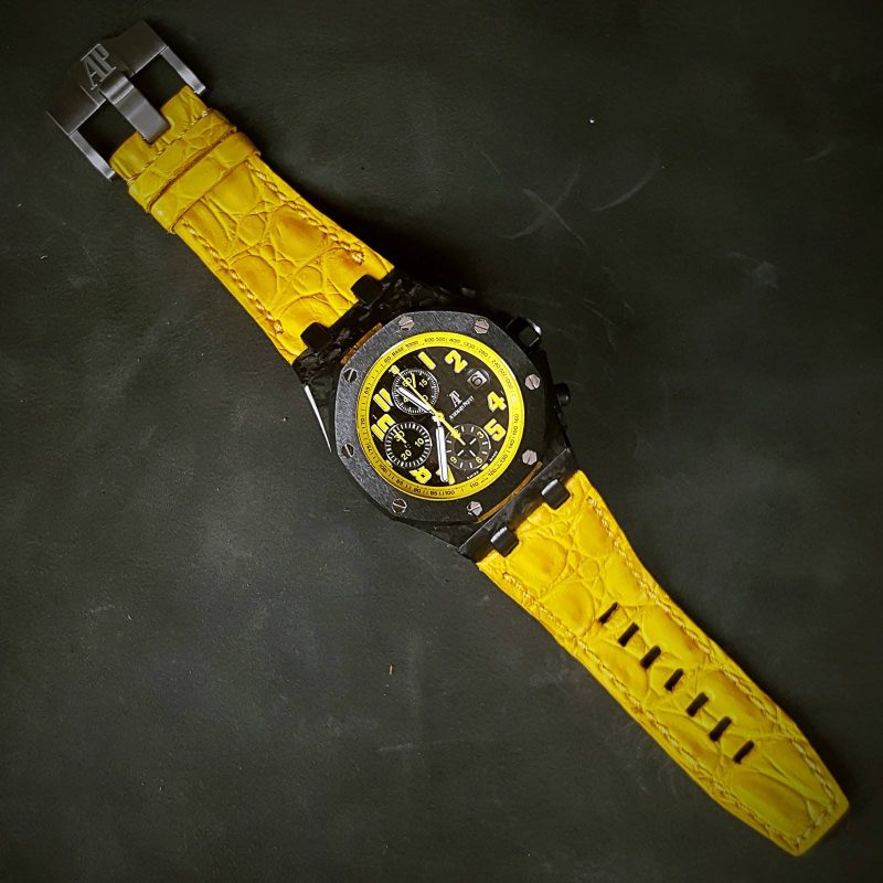 Yellow Croco Leather Strap For Audemars Piguet Royal Oak Offshore Chronograph Bumblebee by Gunny Straps