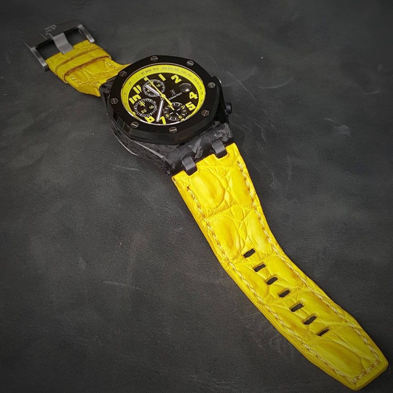 Yellow Croco Leather Strap For Audemars Piguet Royal Oak Offshore Chronograph Bumblebee by Gunny Straps