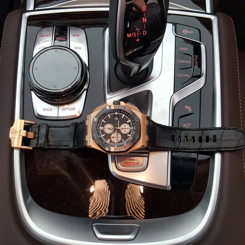 Black Croco Leather Strap For Audemars Piguet Royal Oak Offshore Rosegold 44mm by Gunny Straps