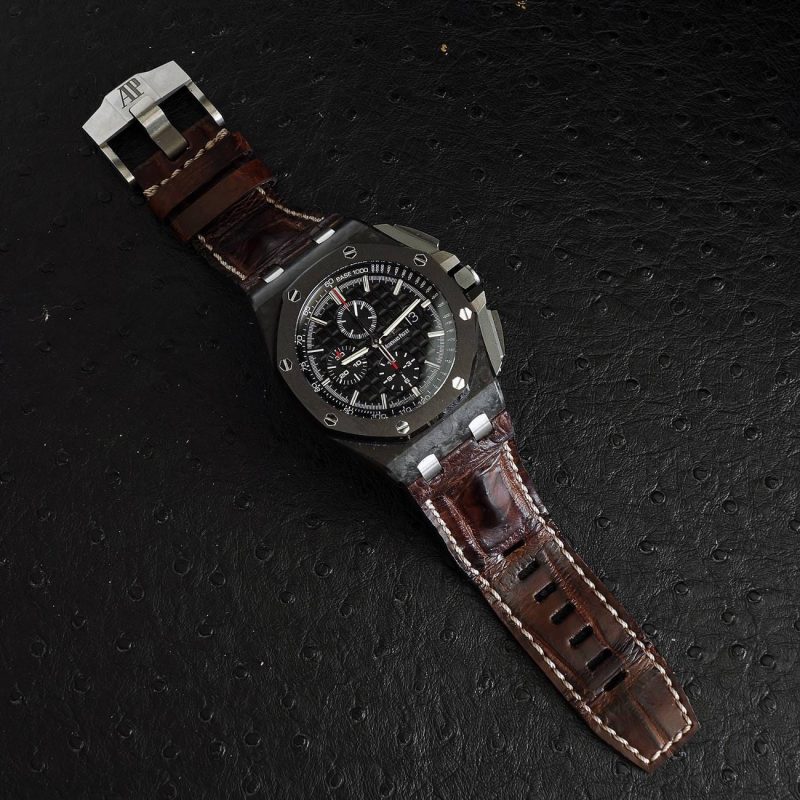 Tobacco Hornback Croco Leather Strap For Audemars Piguet Royal Oak Offshore Chronograph by Gunny Straps