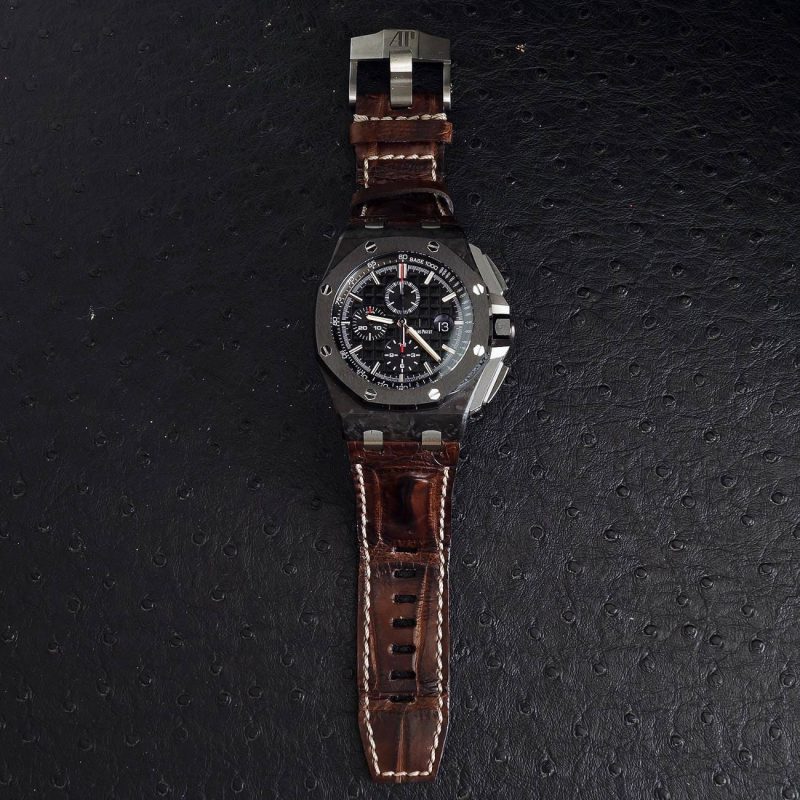 Tobacco Hornback Croco Leather Strap For Audemars Piguet Royal Oak Offshore Chronograph by Gunny Straps