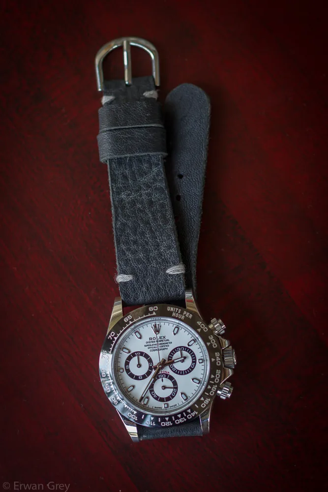 Minimalist Black Leather Strap For Rolex Daytona Panda by Gunny straps
