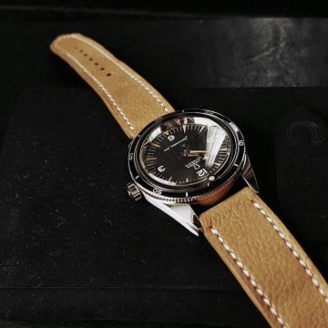 Pebble Tan Leather Strap For Omega Seamaster by Gunny Straps