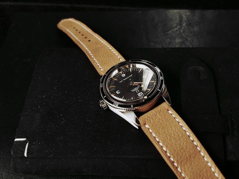 Pebble Tan Leather Strap For Omega Seamaster by Gunny Straps