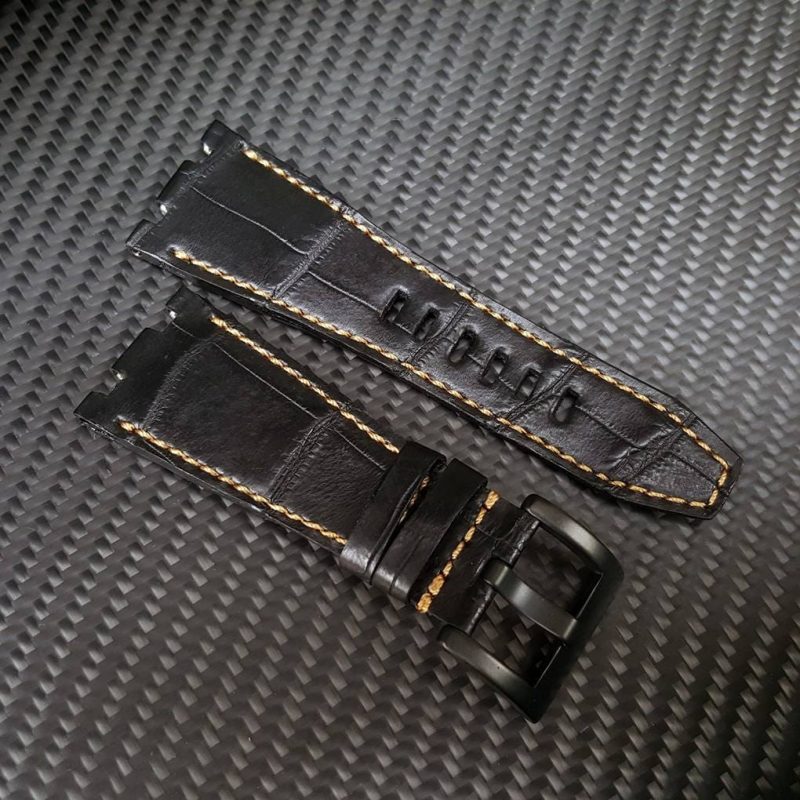 Black Croco strap for Audemars Piguet Watch by Gunny Straps