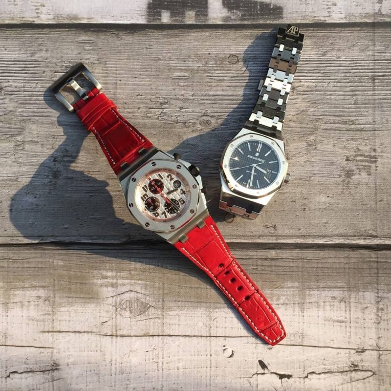 Ruby Croco Leather Strap For Audemars Piguet Royal Oak Offshore Chronograph by Gunny Straps