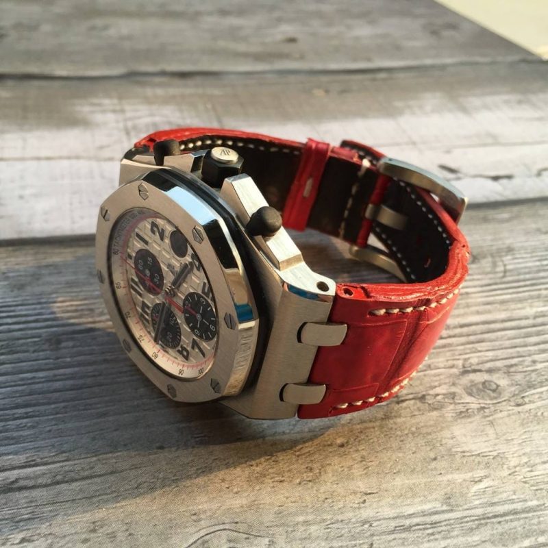 Ruby Croco Leather Strap For Audemars Piguet Royal Oak Offshore Chronograph by Gunny Straps