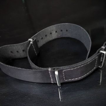 black Single Pass leather strap for rolex