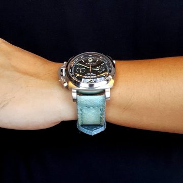 Canvas Cyan No. 5 Strap for Panerai Luminor PAM213 by Gunny Straps
