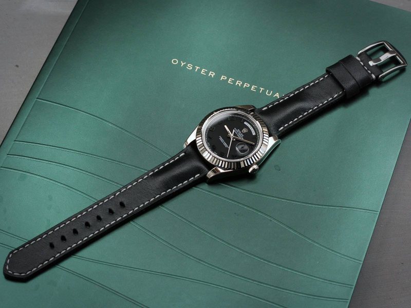 Black Padded Leather Strap For Rolex By Gunny Straps