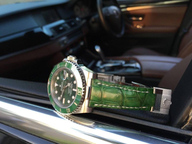 Emerald Croco Leather Strap For Rolex GMT Hulk By Gunny Straps