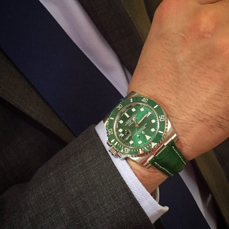 Emerald Croco Leather Strap For Rolex GMT Hulk By Gunny Straps