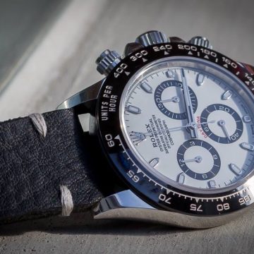 Minimalist Black Leather Strap For Rolex Daytona Panda by Gunny straps