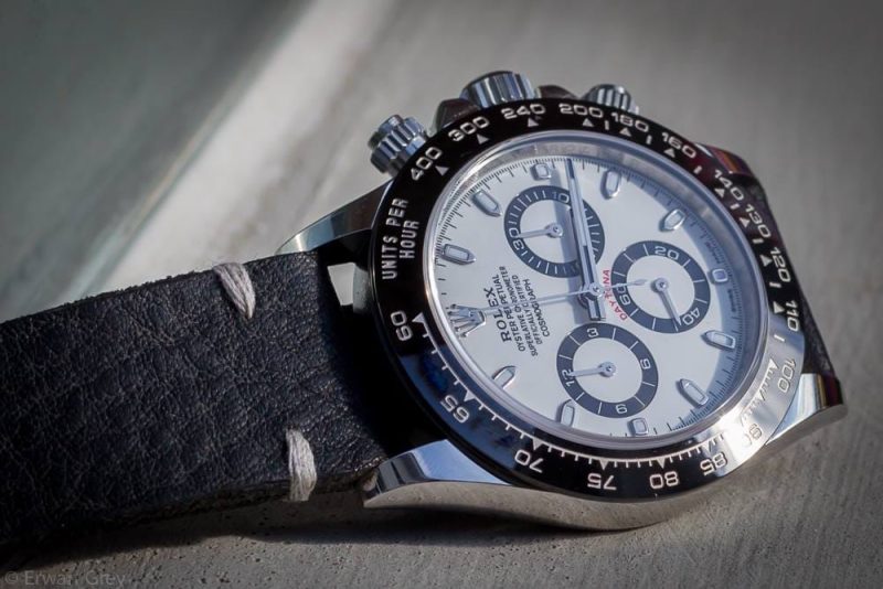 Minimalist Black Leather Strap For Rolex Daytona Panda by Gunny straps