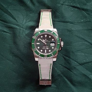 Off White Croco Strap Rolex GMT Master II Hulk by Gunny Straps