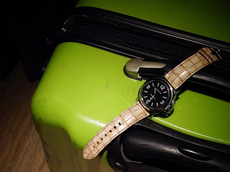 Opaline Croco Strap on Panerai Luminor by Gunny Straps