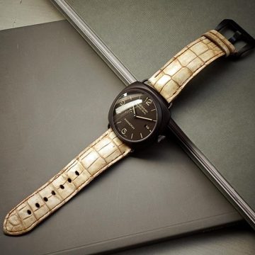 Opaline Croco Strap on Panerai Radiomir Black Seal by Gunny Straps