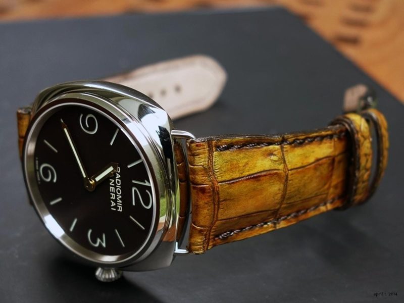 Topaz Croco 1 Strap on Panerai Radiomir by Gunny Straps