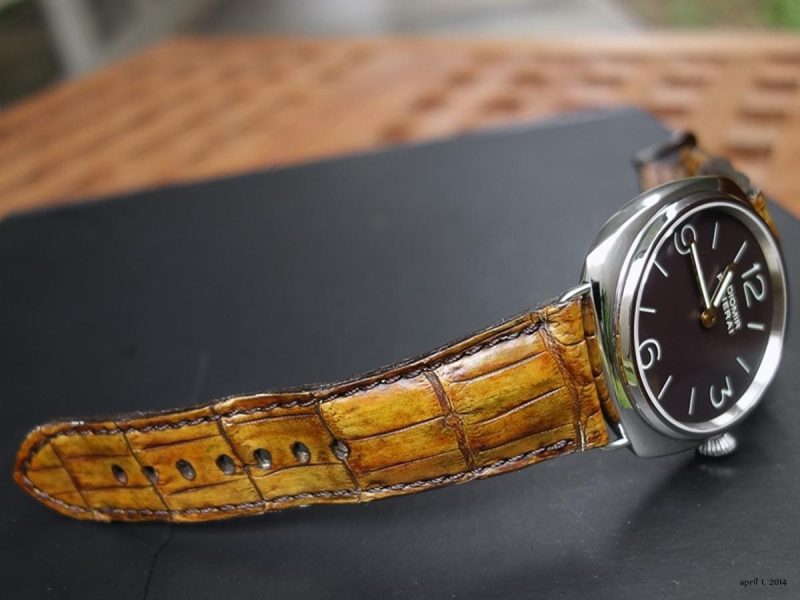 Topaz Croco 1 Strap on Panerai Radiomir by Gunny Straps