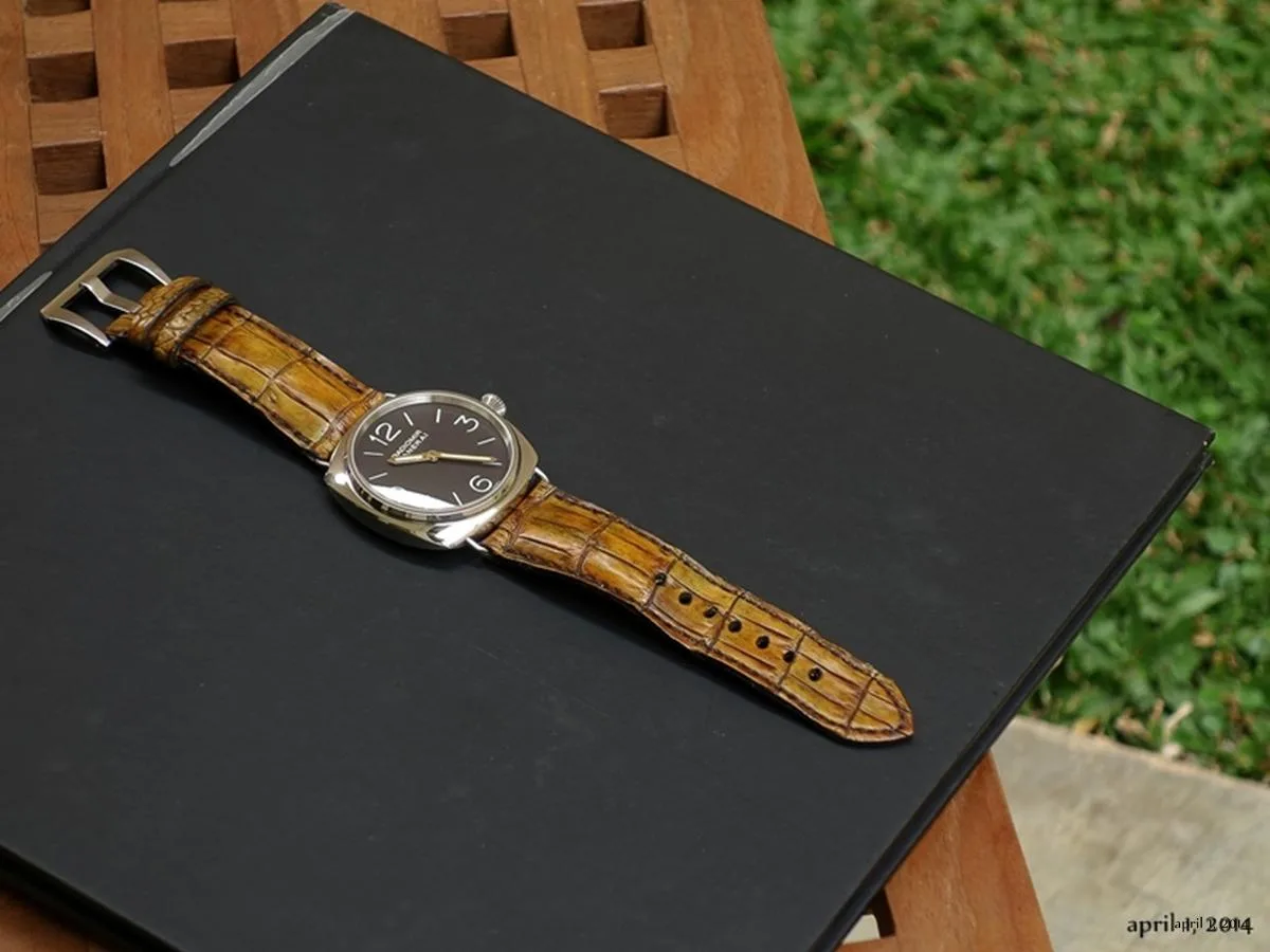 Topaz Croco 1 Strap on Panerai Radiomir by Gunny Straps