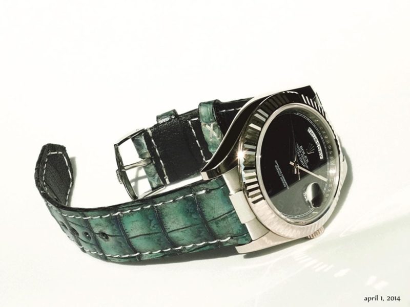 Turquoise Croco Strap on Rolex Day Date by Gunny Straps