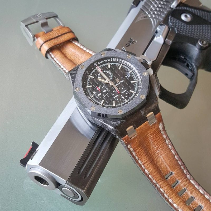 Brown Double Muscular Leather Strap For Audemars Piguet Royal Oak Offshore Chronograph by Gunny Straps