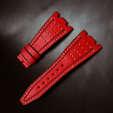Audemars Piguet Straps - Racing Red with White Black Stitch by Gunny Straps