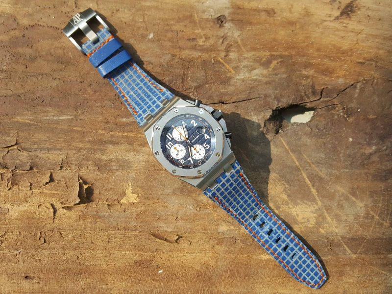 Blue Chessboard Leather Strap For Audemars Piguet Royal Oak Offshore Chronograph by Gunny Straps