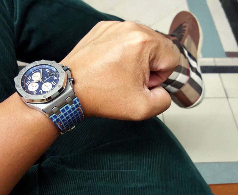 Blue Chessboard Leather Strap For Audemars Piguet Royal Oak Offshore Chronograph by Gunny Straps