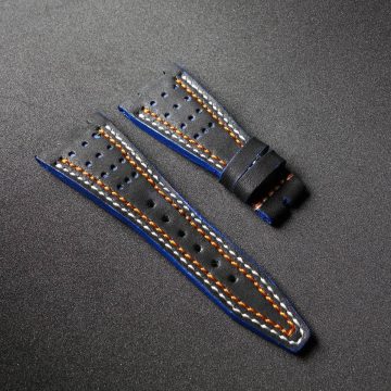 Audemars Piguet Straps - Racing Black with White Orange Stitch by Gunny Straps
