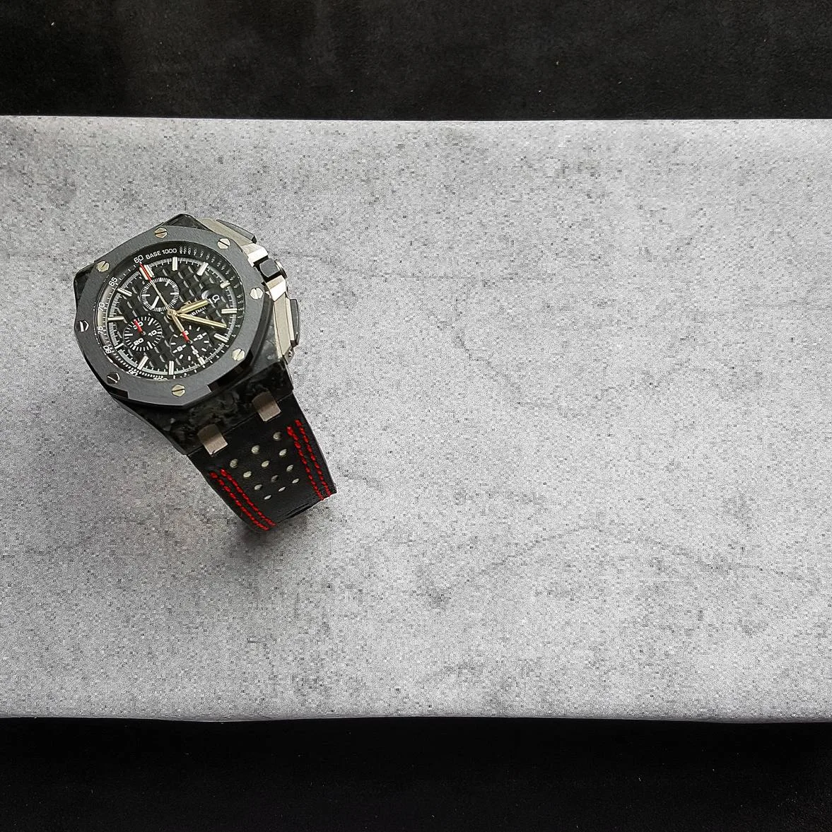 Audemars Piguet Straps - Racing Black White with Double Red Stitch by Gunny Straps